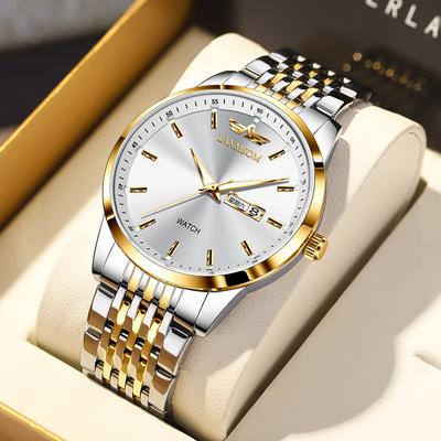 Nové luxusní pánské hodinky TOP značky s krabičkovým kalendářem Módní pánské Quartz hodinky