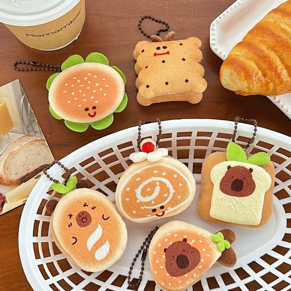 Food Shape Capybala Plush Keychain Capybala Plush Doll Keyring Schoolbag Decoration