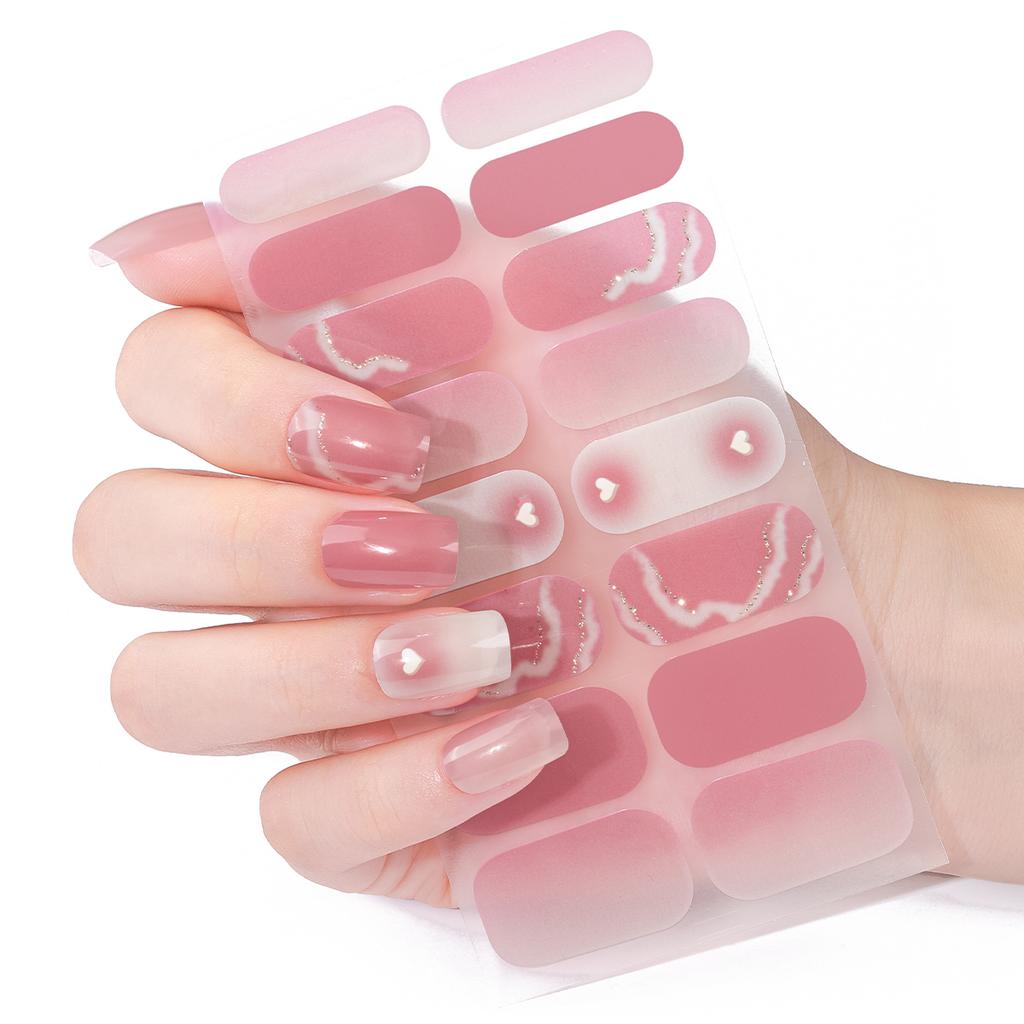16Tips Full Cover Nail Stickers Valentine's Day Love Nail Polish Sticker Self Adhesive Manicure Decoration Nail Art Decal