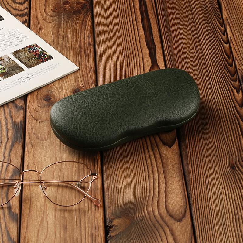 Retro Wave Edge PU Leather Glasses Case - Hard, Textured Protection for Myopia Frames & Sunglasses
