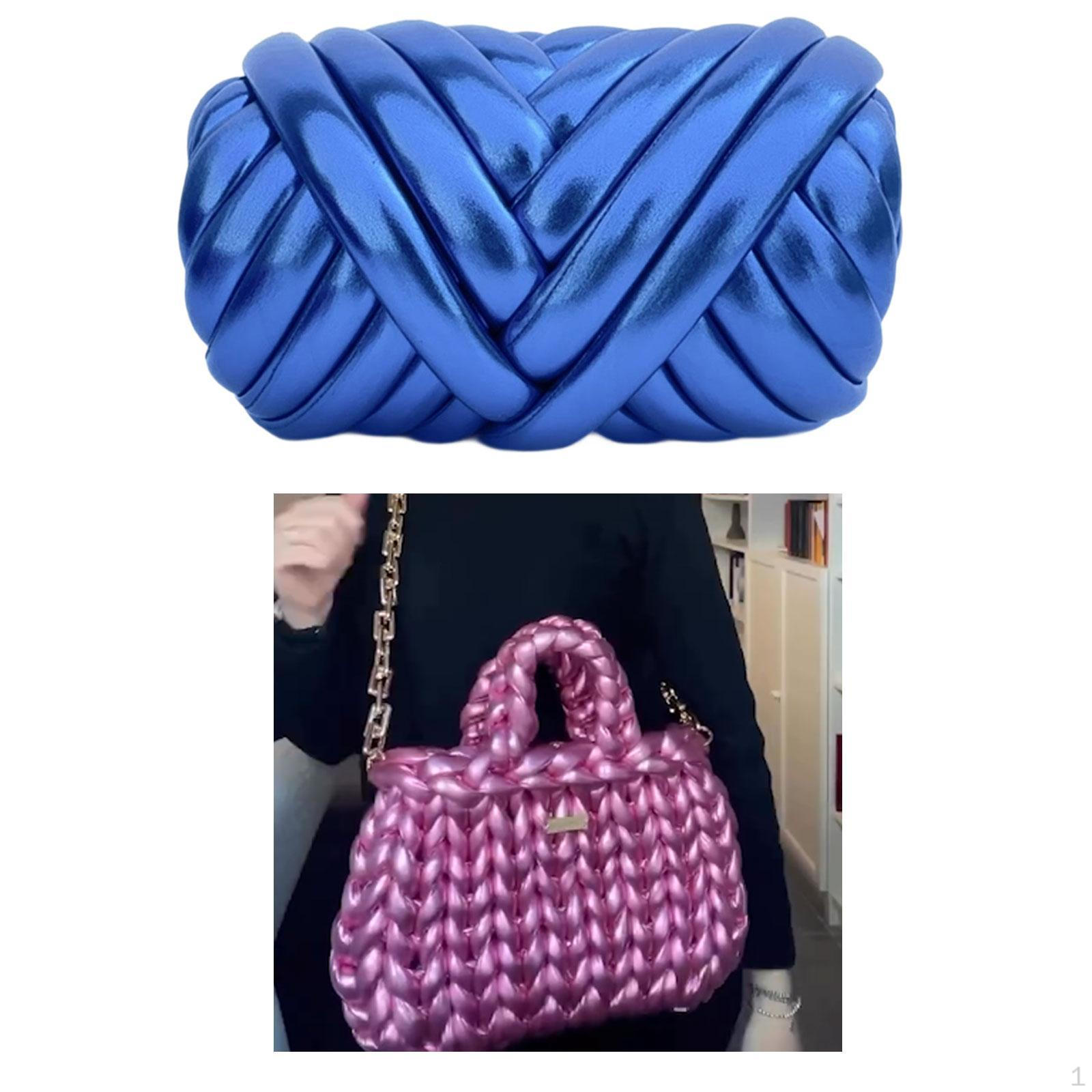 

Товста пряжа Об ємна Довжина 590 дюймів Вага Джамбо Трубчаста для кошиків Килимарства Макраме Blue