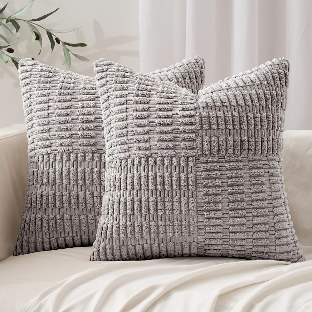 Solid Color Corduroy Pillow Cover Textured Plush Pillowcase Modern Pillowslip Living Room серый 850₽