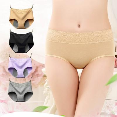 Women Panties Lace Patchwork Plus Size Seamless Leak Proof Menstrual Period Briefs