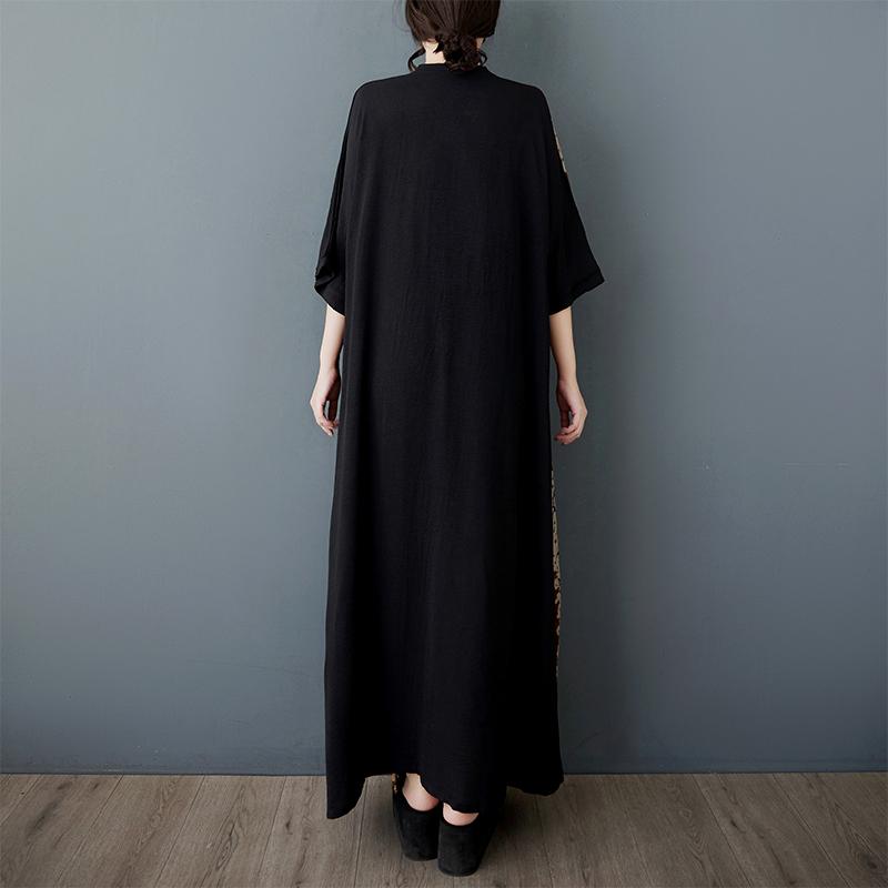 DIMANAF 2025 Plus Size Summer Dress Women Casual Vintage Long Dress Loose Floral Printing Oversized Dress Maxi