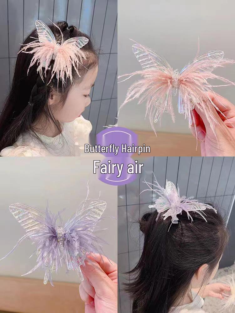 2023 Children's 3D Butterfly & Mermaid Princess Hair Clips - Feather Hairpins & Baby Headwear Accessories