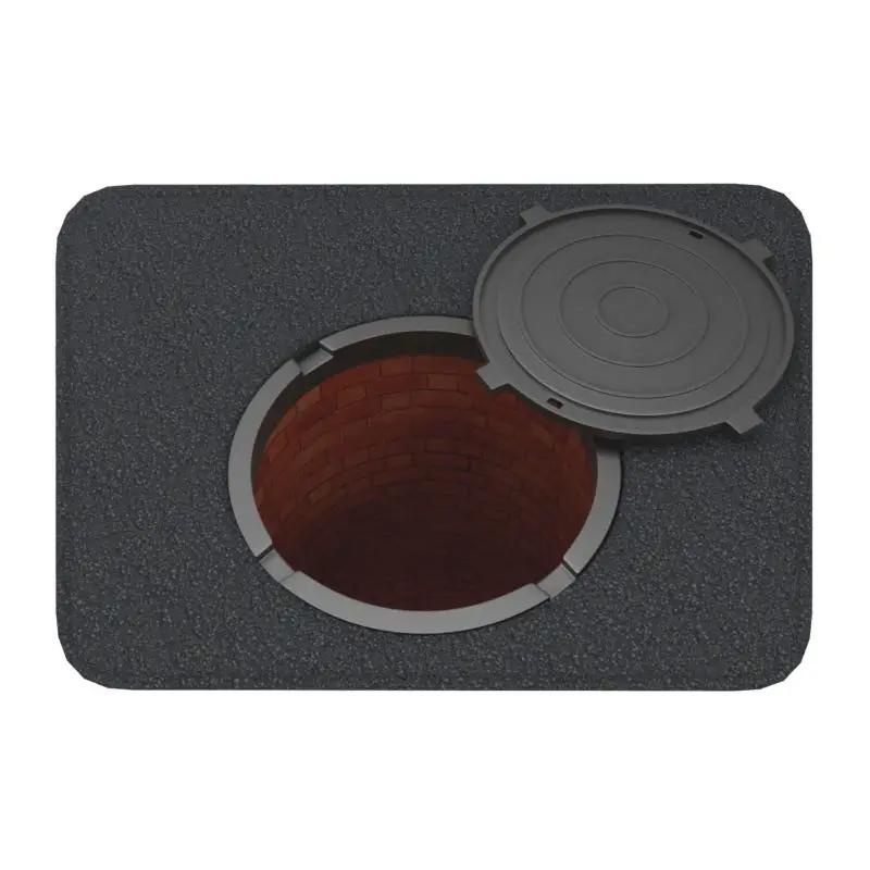 Funny 3D Traps Mat Front Door Rug Anti-Slip Indoor Outdoor Manhole Cover Pattern Doormat Floor Bath Entrance Kitchen Carpets