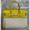 Borsa in Tela Platino con Pelle di Mucca Stampata Litchi Strato Superiore 25-30CM (H02 Tessuto BK)