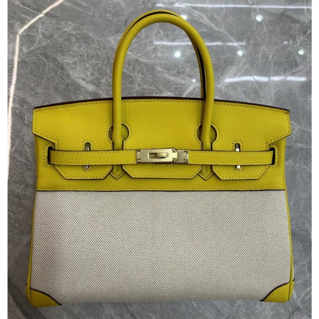 Borsa in Tela Platino con Pelle di Mucca Stampata Litchi Strato Superiore 25-30CM (H02 Tessuto BK)