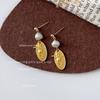 Baroque Shaped Freshwater Pearl~ Needle Plated Matte Artistic Stud Earrings, Earrings