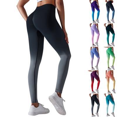 Women's Seamless Gradient Yoga Pants Tight Fitting Hip Lifting Sports Pants Quick Drying Yoga Pants