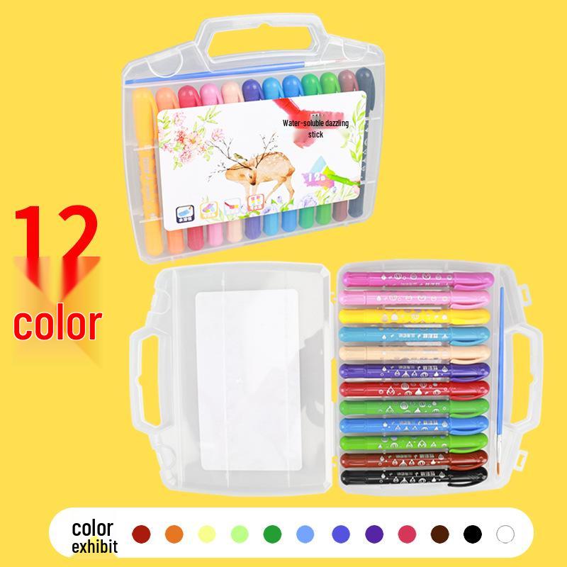 Water-Soluble Crayons: Single-Color Sticks in 12, 18, 24, or 36 Colors for Brush Oil Painting and Kindergarten Art.