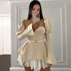 Western Style New Sexy off-Shoulder Puff Sleeve Dress Irregular Bubble Sleeve Dres