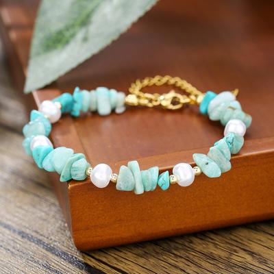 Natural Irregular Crushed Stone Beaded Bracelet Women Vintage Handmade Pearl Chain Jewelry Strings Girls Friendship Braslet