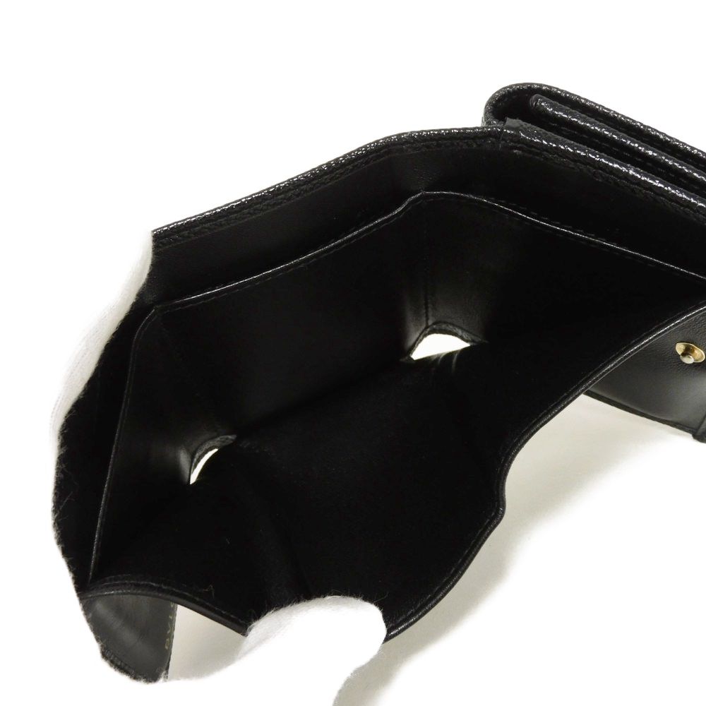 Used 11679 Trifold Wallet 288648 7942 RFID IC Chip Gold Compact Wallet Logo Clip Black Unisex from Japan AUTHENTIC