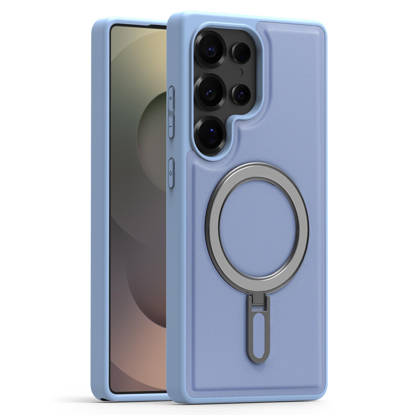 

For Samsung Galaxy S24 Ultra Case Compatible with MagSafe TPU+PU Kickstand Phone Back Cover Baby Blue