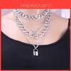 Collana Geometrica Multistrato in Lega con Ciondolo a Lucchetto per Donne alla Moda
