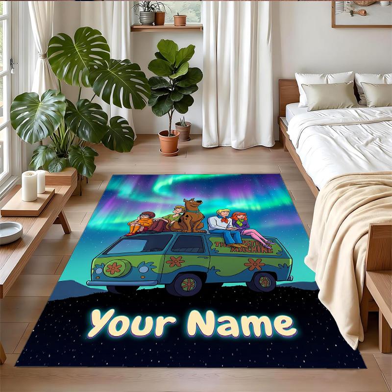Crystal Velvet Rug Custom Name Text, Soft Non Slip Floor Mat Home DecorScooby-Doo
