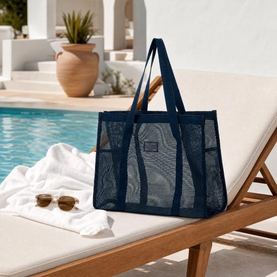 Borsa da Spiaggia in Rete, Borsa Leggera ad Alta Capacità, Svuotamento Rapido Traforata, Borsa a Shopper Ultraleggera per Viaggio, Articoli da Toeletta, Cosmetici