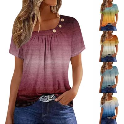 Sommeroberteile für Frauen Print für Frauen O-Kragen Kurzarm Bequeme Damenoberteile T-Shirts