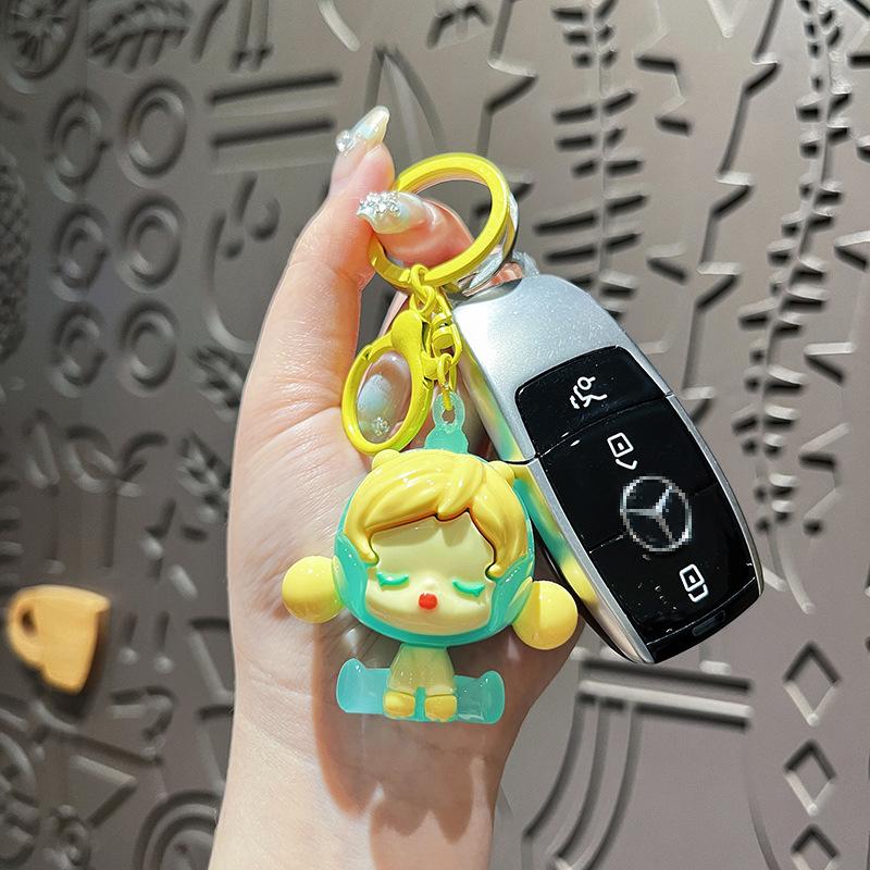 Creative Cute Electroplating Sitting Posture Keychain Girl Bag Doll Pendant Gift