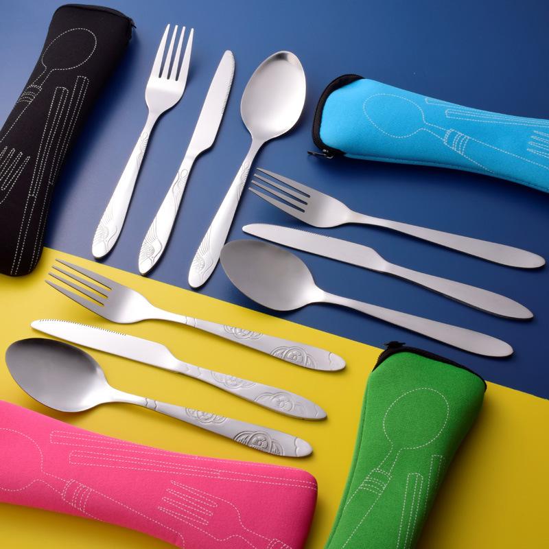 

Столовые приборы Нож, Вилка и Ложка Три Части Открытый Креативный Подарок Путешествие Портативный Комбинированный Набор Столовых Приборов