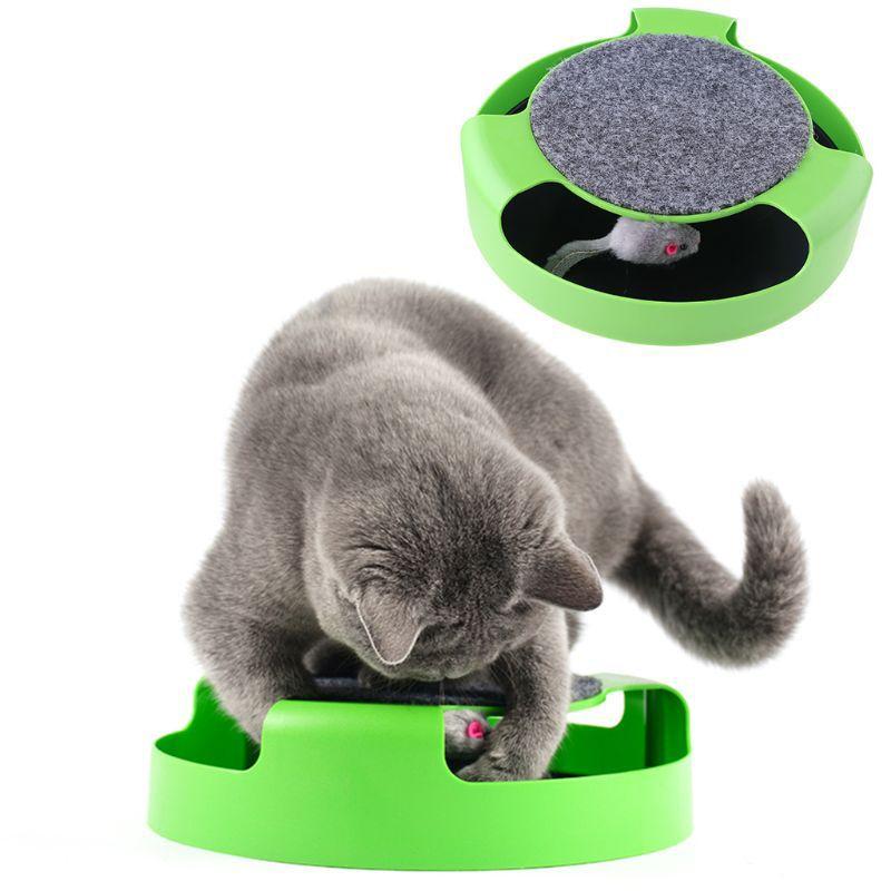 Vibrant Green Cat Toys Interactive With Running Mice And Handy Scratching Pad