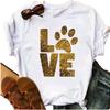 Women's Round Neck White Short-sleeved T-shirt Fashion Printed Valentine's Day Base Shirt Aesthetic Clothes Summer Polyester