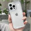Simplicity Phone Case for iPhone 15 14 13 12 11 Pro Max Plus Acrylic Hard Bumper Transparent Back Cover with Silver Button