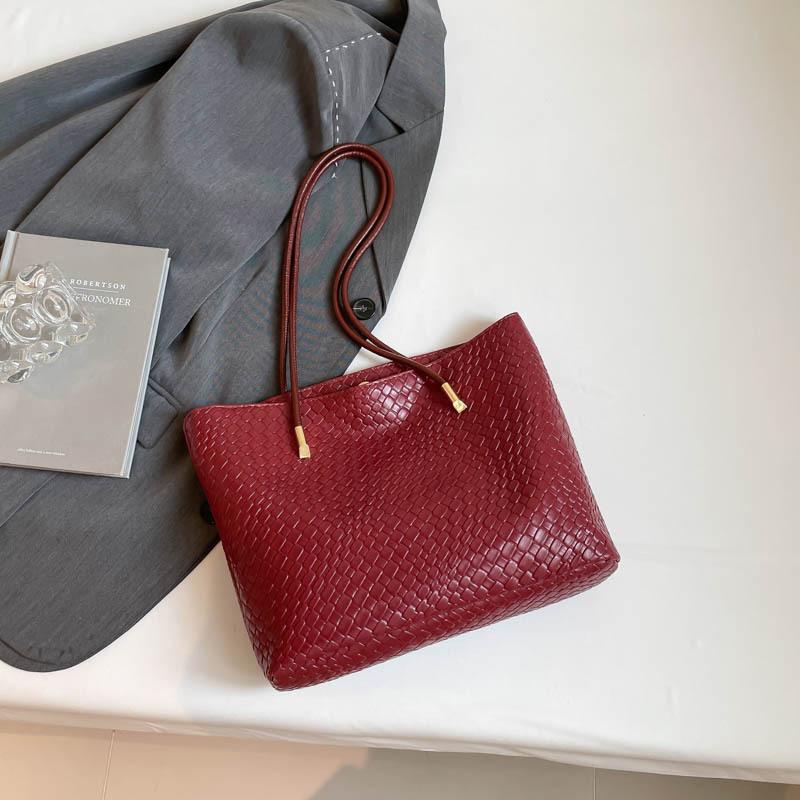 Large Capacity Solid Color Casual Bag New Retro Versatile Shoulder Underarm Bag Portable Tote Bag