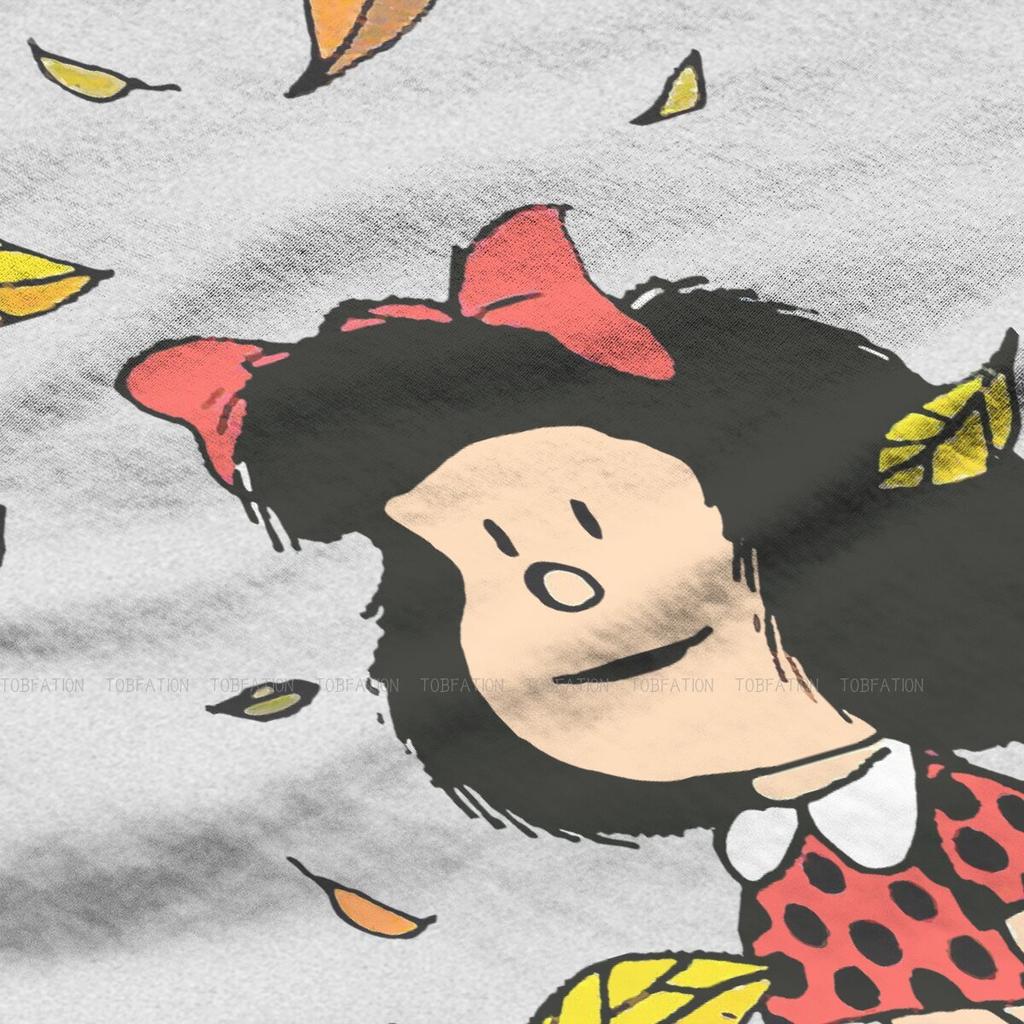 Autumn Leaves Quino Comic Argentino 4xl Tshirt Mafalda Cartoon Style Tops Casual T Shirt Female Tee Unique