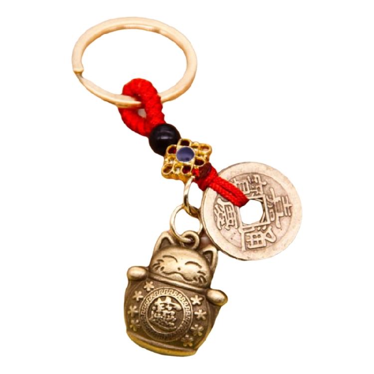 

Unique Faux Brass Lucky Cat Keychain Detailed Craftsmanship For Key Decoration Or Bag Pendant Adding Fun To Life 1