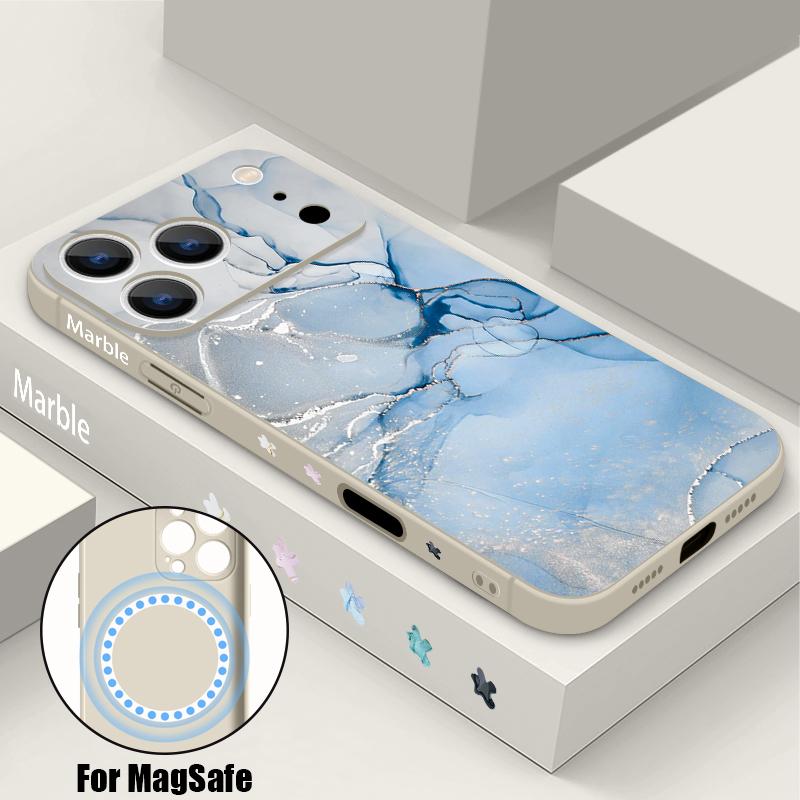 Luxury Sandstone Marble Pattern Case For iPhone 16 Pro Max Magnetic For Magsafe Soft Cover For iPhone 17 15 14 13 Pro Max 17E 16E