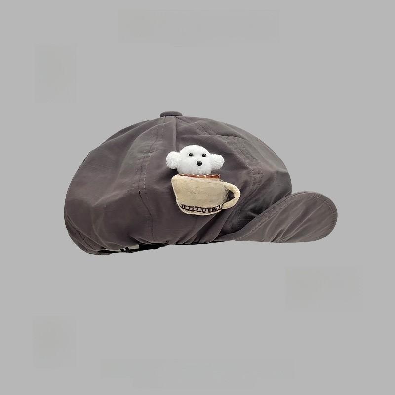 Dog Cartoon Casual Cotton Beret Hat For Women Spring Sun Hat Gift Artists For