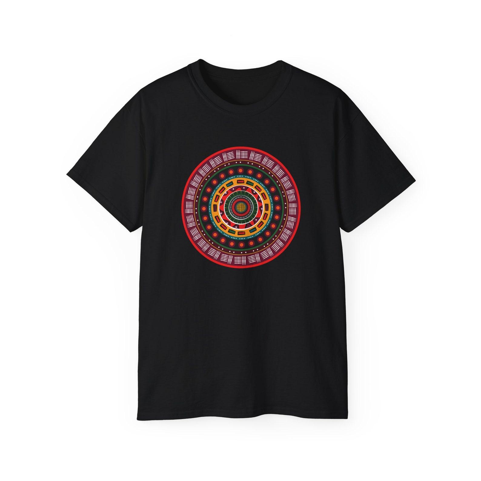 Vibrant African Tribal Mandala Art Unisex Cotton T shirt 2XL