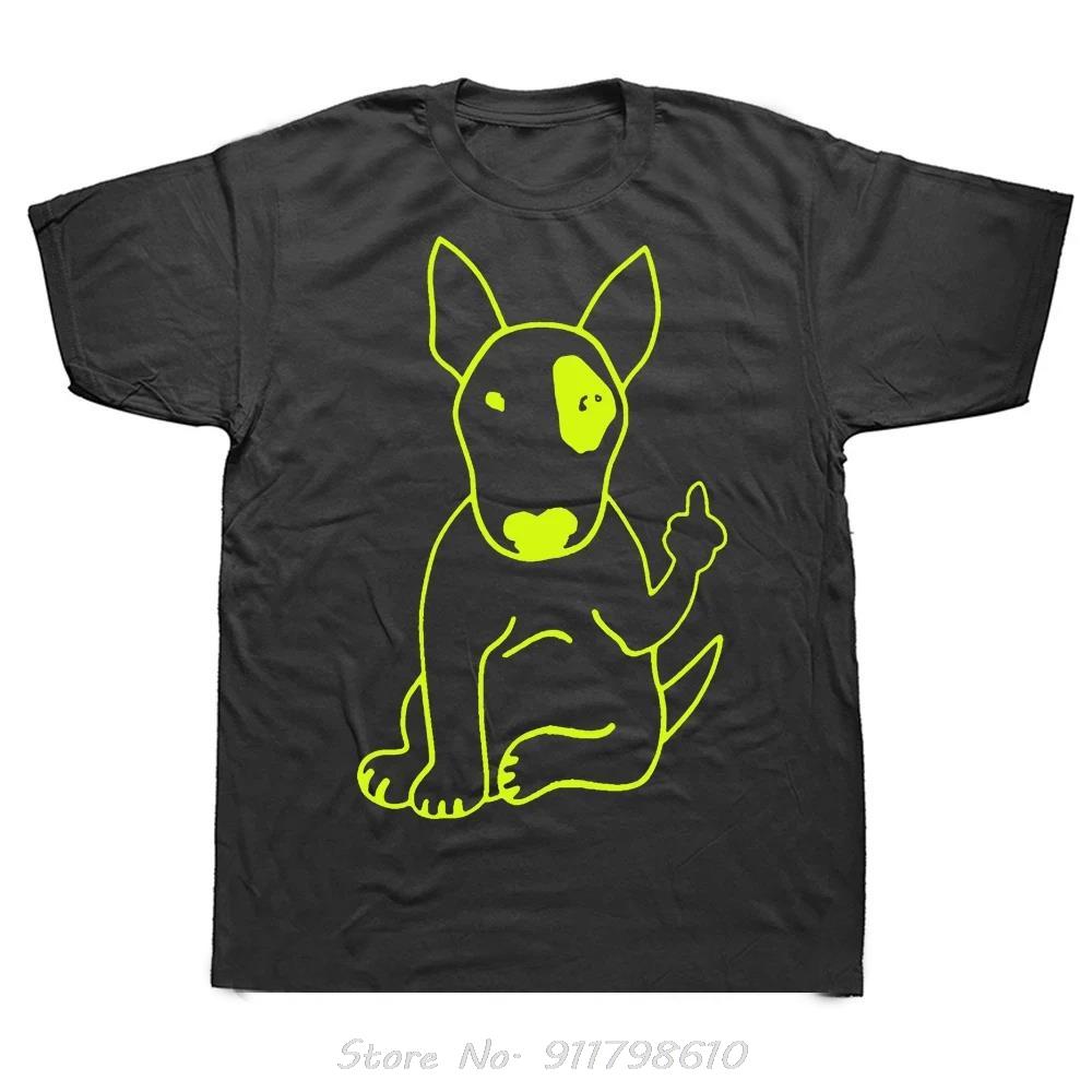 Novelty Oversized T-shirt English Bull Terrier Middle Finger Dog Lover Fitness T Shirt Men's Clothing Fashion Cotton Tshirt