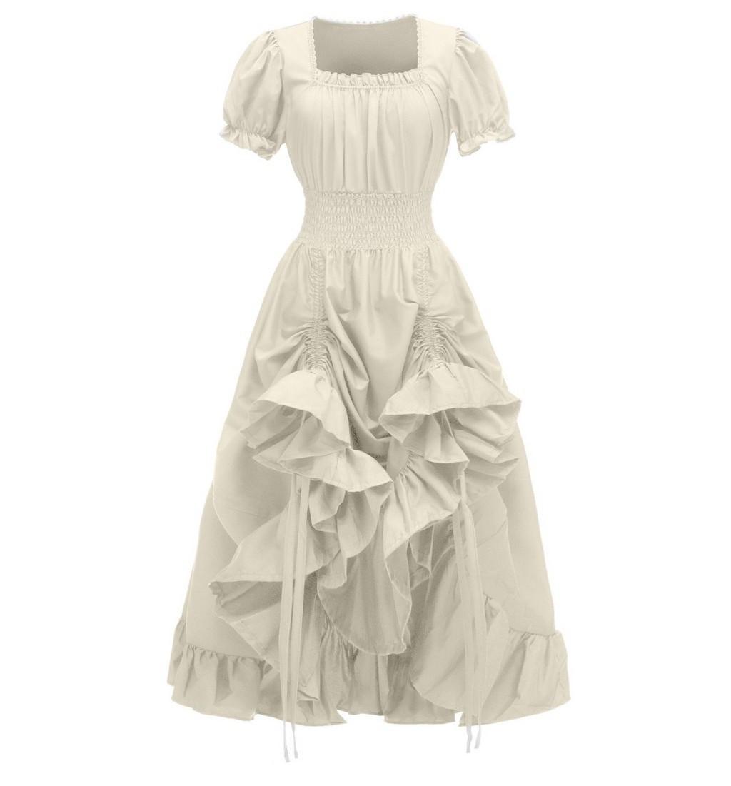 

Женское средневековое платье с квадратным вырезом, ирландское ретро пасторальное косплей костюм S хаки