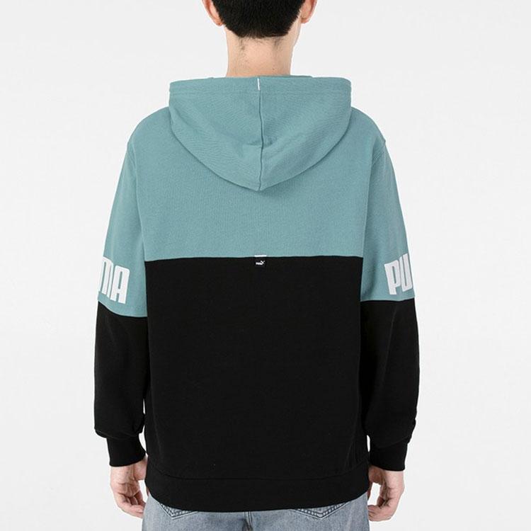 Puma Power Logo Printed Colorblock Hoodie Men Tops Blue 670937-50