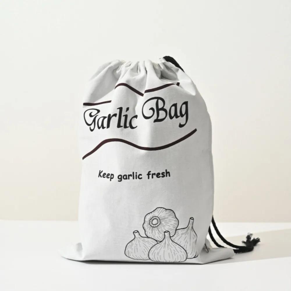 

Reusable Onion Potatoes Drawstring Storage Bag Canvas Large Size Vegetable Fruit Organizer Keep Fresh Side Zipper Garlic Keeper