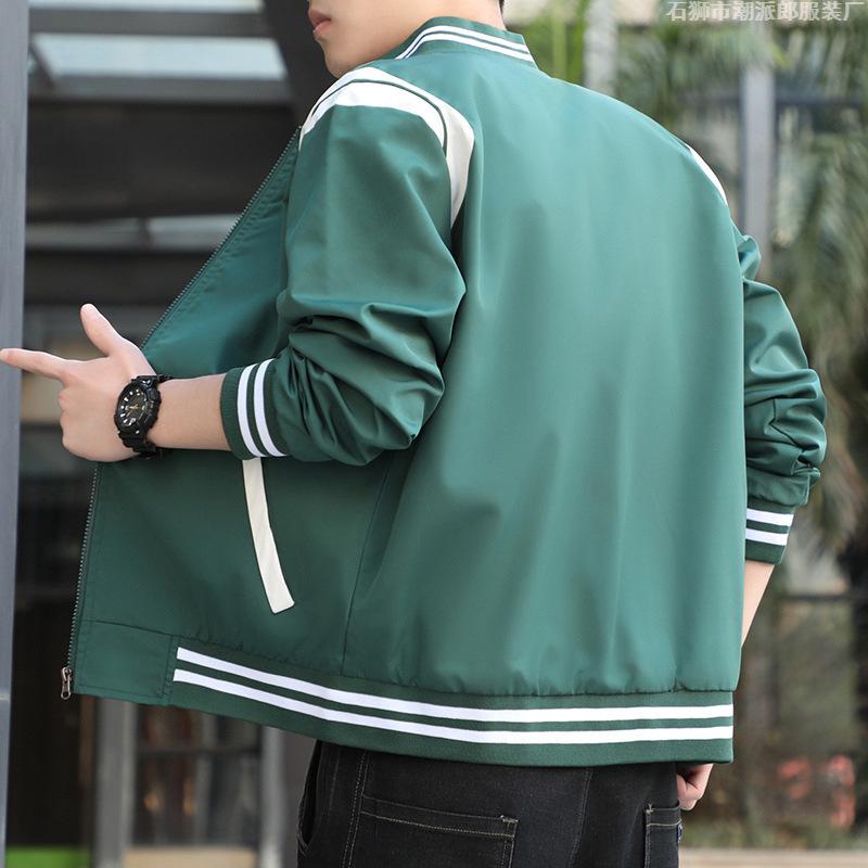 Baseball Collar Jacket Men's Korean Style Slim Social Spirit Young Man Versatile Coat
