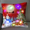 LED Christmas Cushion Cover Merry Snowman Light Pillow Cover Christmas Lighting Pillowcase Home Decoration New Year Decor