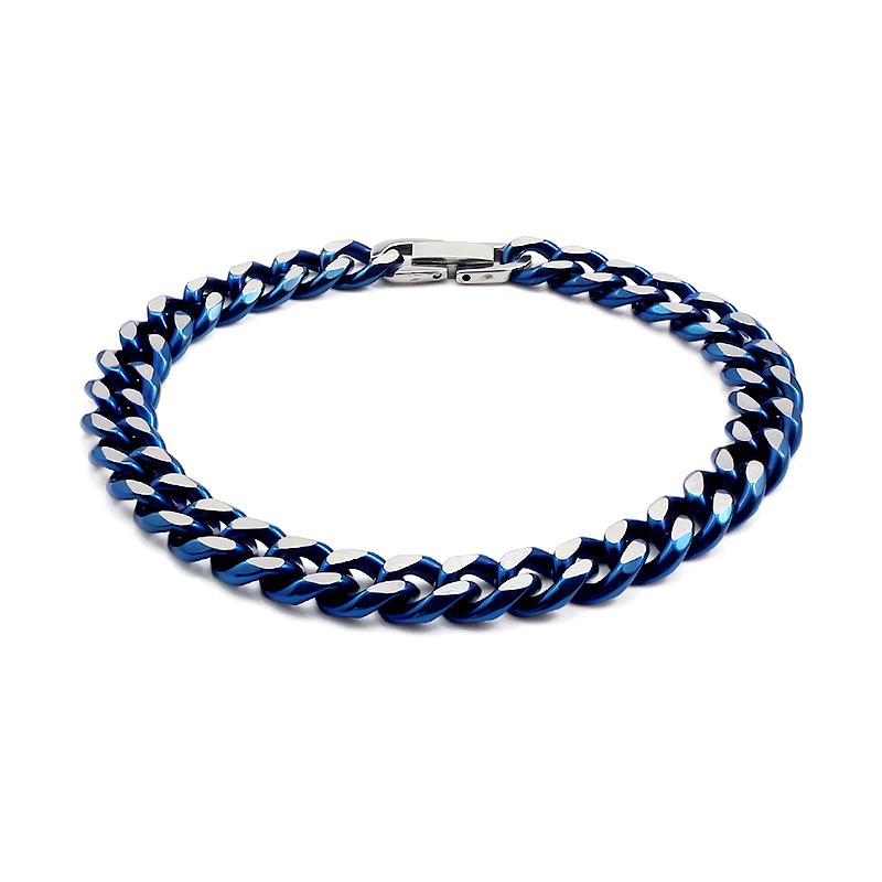 

Fashion Minimalist Design Men s Jewelry Stainless Steel Curb Cuban Link Chain Bracelet for Man Unisex Wrist Jewelry Gifts синій