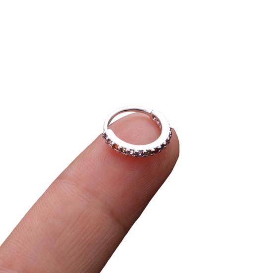 1Pc Women Multicolor Cubic Zirconia Hoop Nose Ring Huggie Earring Helix Jewelry
