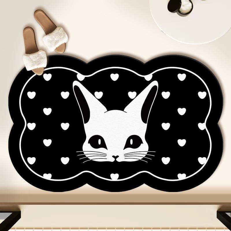 Small Fresh Black Technology Soft Diatom Mud Absorbent Mat Bathroom Non-slip Mat Bathroom Door Quick Dry Mat Bathroom