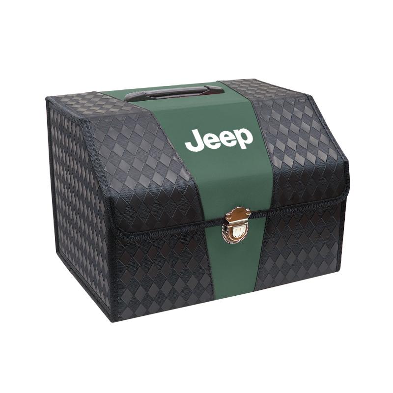 Car Trunk Organizer Leather Collapsible Large Capacity Storage Box For Jeep Wrangler JK Gladiator Renegade Cherokee Valve Stem ALN1