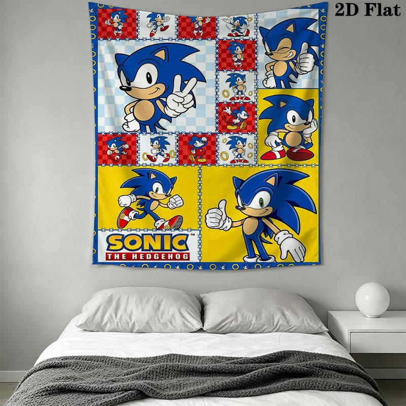 Hedgehog Sonic Soar Wall Hanging Printed Fabric Blanket Decorative Tapestries for Bedroom Living Room Home Decor