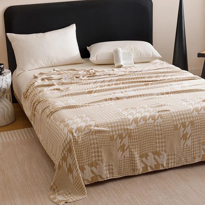 2025 New Smooth Bamboo Fiber Jacquard Multifunctional Double-layer Gauze Cold Blanket Towel Quilt