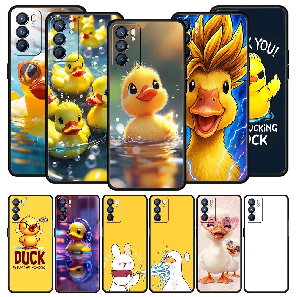 Cartoon Duck Phone Case For Oppo Reno 13 12 11 10 7 F Find X5 X6 A98 A80 A79 A78 A57 A54 A31 A17 Pro 5G Soft TPU Cover Funda Bag