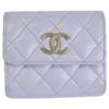 Chanel AP4250 Caviar Skin CC Logos Small Flap Wallet Tri-fold Wallet (with Coin Pocket) Light gray/GDHardwareUsed