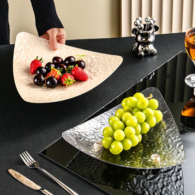 Light Luxury Living Room Coffee Table Water Ripple Fruit Plate Glacier Pattern Candy Dried Fruit Snack Plate Pastry Bread Tray