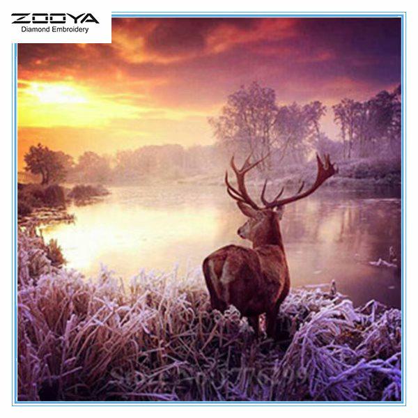 

ЗООЯ DIY 3D круглая алмазная картина животное олень вышивка крестиком домашний декор